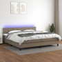 Boxspringbett mit Matratze und LED-Leuchten taupegrauer Stoff 200x200 cm von , Betten und Lattenroste - Ref: Foro24-3133185, ...