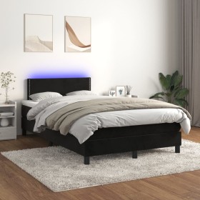 Box spring bed with mattress and LED black velvet 120x200 cm by , Beds and slatted bases - Ref: Foro24-3134335, Price: 393,21...