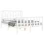 Estructura cama de matrimonio con cabecero madera maciza blanco de , Camas y somieres - Ref: Foro24-3192467, Precio: 167,66 €...