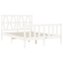 Estructura cama de matrimonio con cabecero madera maciza blanco de , Camas y somieres - Ref: Foro24-3192467, Precio: 167,66 €...