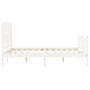 Estructura cama de matrimonio con cabecero madera maciza blanco de , Camas y somieres - Ref: Foro24-3192467, Precio: 167,66 €...