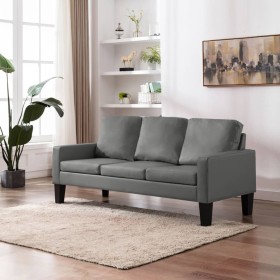 Gray Faux Leather 3 Seater Sofa by , Sofas - Ref: Foro24-288761, Price: 376,99 €, Discount: %