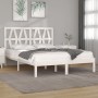 Estructura de cama madera maciza de pino blanco 135x190 cm de , Camas y somieres - Ref: Foro24-3103974, Precio: 140,60 €, Des...