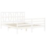 Estructura de cama matrimonio con cabecero madera maciza blanco de , Camas y somieres - Ref: Foro24-3194382, Precio: 160,03 €...