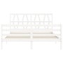 Estructura de cama matrimonio con cabecero madera maciza blanco de , Camas y somieres - Ref: Foro24-3194382, Precio: 160,03 €...