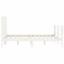 Double bed frame with white solid wood headboard by , Beds and slatted bases - Ref: Foro24-3194287, Price: 153,94 €, Discount: %