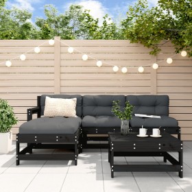 Garden sofa set 5 pieces solid black pine wood by , Garden sets - Ref: Foro24-3186533, Price: 319,46 €, Discount: %