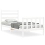 White solid wood bed frame with headboard 100x200 cm by , Beds and slatted bases - Ref: Foro24-3192027, Price: 138,35 €, Disc...