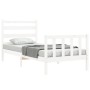 White solid wood bed frame with headboard 100x200 cm by , Beds and slatted bases - Ref: Foro24-3192027, Price: 138,35 €, Disc...