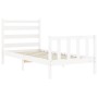 White solid wood bed frame with headboard 100x200 cm by , Beds and slatted bases - Ref: Foro24-3192027, Price: 138,35 €, Disc...