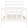 White solid wood bed frame with headboard 100x200 cm by , Beds and slatted bases - Ref: Foro24-3192027, Price: 138,35 €, Disc...