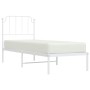 Estructura de cama de metal con cabecero blanco 75x190 cm de , Camas y somieres - Ref: Foro24-373926, Precio: 65,46 €, Descue...