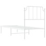 Estructura de cama de metal con cabecero blanco 75x190 cm de , Camas y somieres - Ref: Foro24-373926, Precio: 65,46 €, Descue...