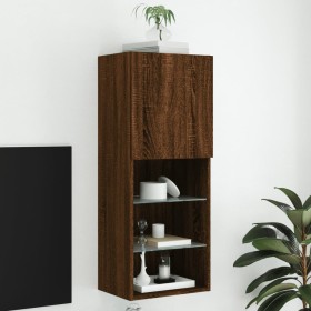 TV cabinet with LED lights brown oak 40.5x30x102 cm by , TV Furniture - Ref: Foro24-837063, Price: 68,26 €, Discount: %