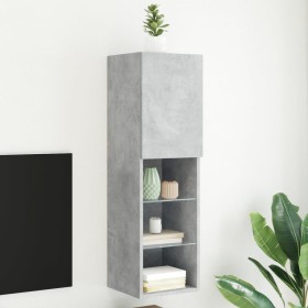 Concrete gray TV cabinet with LED lights 30.5x30x102 cm by , TV Furniture - Ref: Foro24-837021, Price: 57,99 €, Discount: %