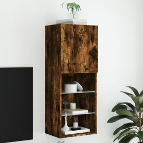 TV-Schrank mit LED-Leuchten, geräucherte Eiche, 40,5 x 30 x 102 cm von , TV-Möbel - Ref: Foro24-837061, Preis: 70,99 €, Rabat...