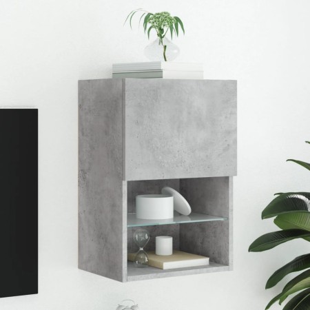 Concrete gray TV cabinet with LED lights 40.5x30x60 cm by , TV Furniture - Ref: Foro24-837035, Price: 48,18 €, Discount: %