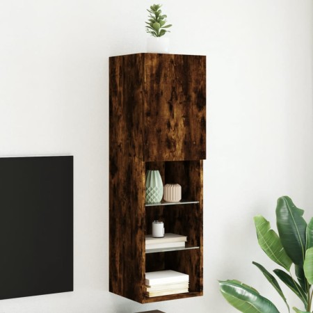 TV cabinet with LED lights smoked oak 30.5x30x102 cm by , TV Furniture - Ref: Foro24-837023, Price: 54,70 €, Discount: %