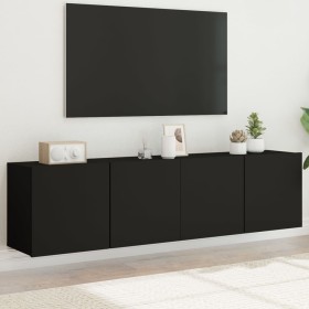 Wall TV cabinets 2 units black 80x30x41 cm by , TV Furniture - Ref: Foro24-836955, Price: 102,45 €, Discount: %