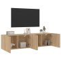 Wall TV cabinets 2 units Sonoma oak 80x30x41 cm by , TV Furniture - Ref: Foro24-836957, Price: 88,15 €, Discount: %