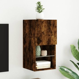 TV cabinet with LED lights smoked oak 30.5x30x60 cm by , TV Furniture - Ref: Foro24-836995, Price: 42,57 €, Discount: %