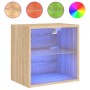 Mesita de noche de pared con luces LED roble Sonoma de , Muebles TV - Ref: Foro24-837068, Precio: 34,80 €, Descuento: %