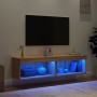 TV cabinets with LED lights 2 pcs Sonoma oak 60x30x30 cm by , TV Furniture - Ref: Foro24-837132, Price: 58,72 €, Discount: %