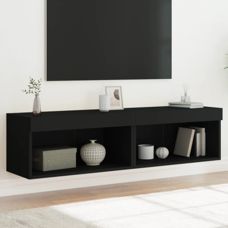 TV-Möbel mit LED-Leuchten 2 Stück schwarz 60x30x30 cm von , TV-Möbel - Ref: Foro24-837130, Preis: 60,51 €, Rabatt: %