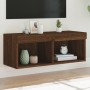 TV cabinet with LED lights brown oak 80x30x30 cm by , TV Furniture - Ref: Foro24-837153, Price: 44,82 €, Discount: %