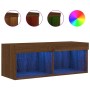 TV cabinet with LED lights brown oak 80x30x30 cm by , TV Furniture - Ref: Foro24-837153, Price: 44,82 €, Discount: %