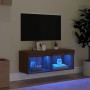 TV cabinet with LED lights brown oak 80x30x30 cm by , TV Furniture - Ref: Foro24-837153, Price: 44,82 €, Discount: %