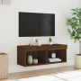 TV cabinet with LED lights brown oak 80x30x30 cm by , TV Furniture - Ref: Foro24-837153, Price: 44,82 €, Discount: %