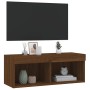 TV cabinet with LED lights brown oak 80x30x30 cm by , TV Furniture - Ref: Foro24-837153, Price: 44,82 €, Discount: %