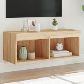 TV cabinet with LED lights Sonoma oak 80x30x30 cm by , TV Furniture - Ref: Foro24-837145, Price: 44,44 €, Discount: %