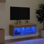 TV cabinet with LED lights Sonoma oak 80x30x30 cm by , TV Furniture - Ref: Foro24-837145, Price: 44,44 €, Discount: %