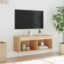 TV cabinet with LED lights Sonoma oak 80x30x30 cm by , TV Furniture - Ref: Foro24-837145, Price: 44,44 €, Discount: %