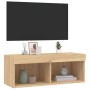 TV cabinet with LED lights Sonoma oak 80x30x30 cm by , TV Furniture - Ref: Foro24-837145, Price: 44,44 €, Discount: %