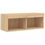 TV cabinet with LED lights Sonoma oak 80x30x30 cm by , TV Furniture - Ref: Foro24-837145, Price: 44,44 €, Discount: %