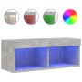 Mueble para TV con luces LED gris hormigón 80x30x30 cm de , Muebles TV - Ref: Foro24-837147, Precio: 43,56 €, Descuento: %