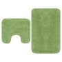 Conjunto de alfombrillas de baño de tela 2 piezas verde de vidaXL, Alfombras y esterillas de baño - Ref: Foro24-133233, Preci...