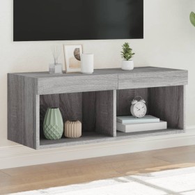 TV cabinet with LED lights Sonoma gray 80x30x30 cm by , TV Furniture - Ref: Foro24-837151, Price: 45,99 €, Discount: %