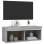 TV cabinet with LED lights Sonoma gray 80x30x30 cm by , TV Furniture - Ref: Foro24-837151, Price: 45,99 €, Discount: %