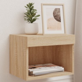 Wall bedside tables with LED lights 2 units Sonoma Oak by , TV Furniture - Ref: Foro24-837118, Price: 54,99 €, Discount: %