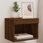 Wall bedside tables with LED lights 2 units brown oak by , TV Furniture - Ref: Foro24-837126, Price: 56,40 €, Discount: %