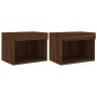 Wall bedside tables with LED lights 2 units brown oak by , TV Furniture - Ref: Foro24-837126, Price: 56,40 €, Discount: %