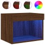 Wall bedside tables with LED lights 2 units brown oak by , TV Furniture - Ref: Foro24-837126, Price: 56,40 €, Discount: %