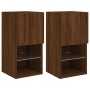 TV cabinet with LED lights 2 pcs brown oak 30.5x30x60 cm by , TV Furniture - Ref: Foro24-837000, Price: 72,13 €, Discount: %