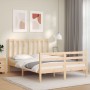 Estructura de cama con cabecero madera maciza 140x190 cm de , Camas y somieres - Ref: Foro24-3193836, Precio: 116,04 €, Descu...