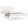 Estructura cama de matrimonio con cabecero madera maciza blanco de , Camas y somieres - Ref: Foro24-3194612, Precio: 181,46 €...