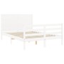 Estructura cama de matrimonio con cabecero madera maciza blanco de , Camas y somieres - Ref: Foro24-3194612, Precio: 181,46 €...